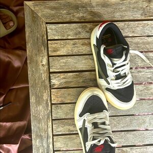 Nike Black and White Athletic Shoes with Red Highlights